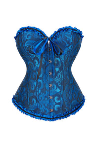 Willluxe® Vintage Floral Brocade Ruffled Corset Bustier Top