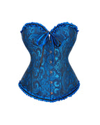 Willluxe® Vintage Floral Brocade Ruffled Corset Bustier Top
