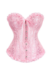 Willluxe® Vintage Floral Brocade Ruffled Corset Bustier Top