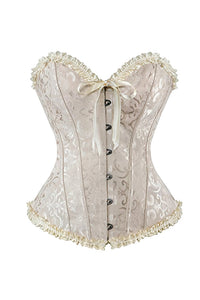 Willluxe® Vintage Floral Brocade Ruffled Corset Bustier Top