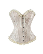 Willluxe® Vintage Floral Brocade Ruffled Corset Bustier Top