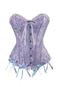 Willluxe® Vintage Floral Brocade Ruffled Corset Bustier Top
