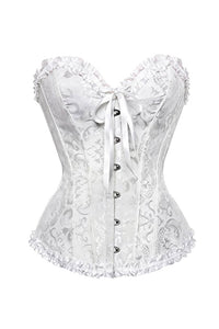 Willluxe® Vintage Floral Brocade Ruffled Corset Bustier Top