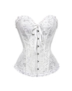 Willluxe® Vintage Floral Brocade Ruffled Corset Bustier Top