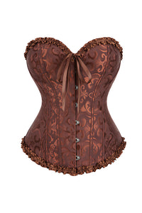 Willluxe® Vintage Floral Brocade Ruffled Corset Bustier Top