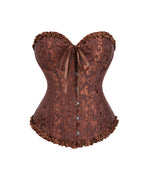 Willluxe® Vintage Floral Brocade Ruffled Corset Bustier Top