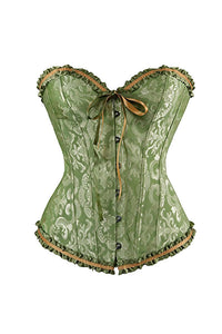Willluxe® Vintage Floral Brocade Ruffled Corset Bustier Top