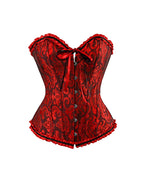 Willluxe® Vintage Floral Brocade Ruffled Corset Bustier Top