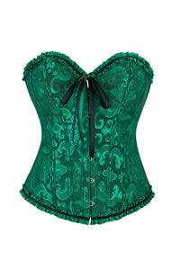 Willluxe® Vintage Floral Brocade Ruffled Corset Bustier Top