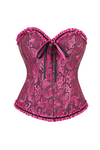 Willluxe® Vintage Floral Brocade Ruffled Corset Bustier Top
