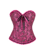 Willluxe® Vintage Floral Brocade Ruffled Corset Bustier Top