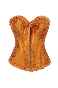 Willluxe® Vintage Floral Brocade Ruffled Corset Bustier Top