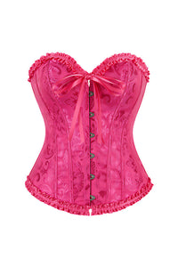 Willluxe® Vintage Floral Brocade Ruffled Corset Bustier Top