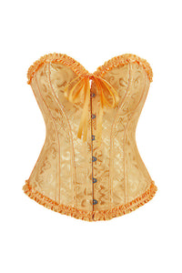 Willluxe® Vintage Floral Brocade Ruffled Corset Bustier Top