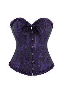 Willluxe® Vintage Floral Brocade Ruffled Corset Bustier Top