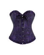 Willluxe® Vintage Floral Brocade Ruffled Corset Bustier Top