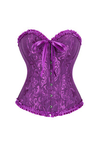 Willluxe® Vintage Floral Brocade Ruffled Corset Bustier Top