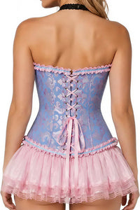 Willluxe® Vintage Floral Brocade Ruffled Corset Bustier Top