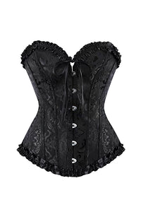 Willluxe® Vintage Floral Brocade Ruffled Corset Bustier Top