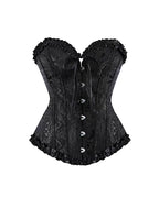 Willluxe® Vintage Floral Brocade Ruffled Corset Bustier Top
