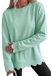 Willluxe® Scalloped Edge Crewneck Pullover Sweatshirt