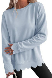 Willluxe® Scalloped Edge Crewneck Pullover Sweatshirt