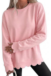 Willluxe® Scalloped Edge Crewneck Pullover Sweatshirt