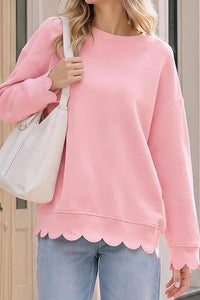 Willluxe® Scalloped Edge Crewneck Pullover Sweatshirt