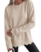 Willluxe® Scalloped Edge Crewneck Pullover Sweatshirt