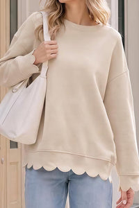 Willluxe® Scalloped Edge Crewneck Pullover Sweatshirt