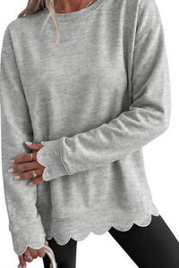 Willluxe® Scalloped Edge Crewneck Pullover Sweatshirt