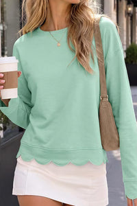 Willluxe® Scalloped Edge Crewneck Pullover Sweatshirt