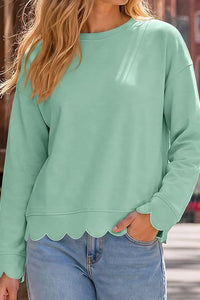 Willluxe® Scalloped Edge Crewneck Pullover Sweatshirt