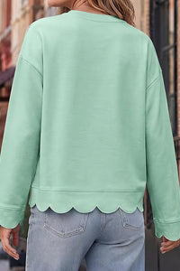 Willluxe® Scalloped Edge Crewneck Pullover Sweatshirt