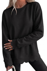 Willluxe® Scalloped Edge Crewneck Pullover Sweatshirt