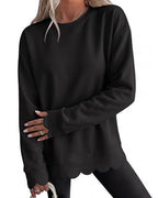 Willluxe® Scalloped Edge Crewneck Pullover Sweatshirt