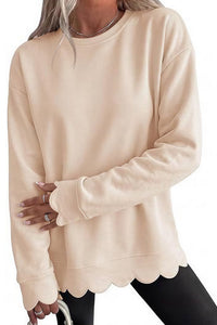 Willluxe® Scalloped Edge Crewneck Pullover Sweatshirt