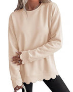Willluxe® Scalloped Edge Crewneck Pullover Sweatshirt