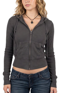 Willluxe® Ribbed Zip-Up Hoodie