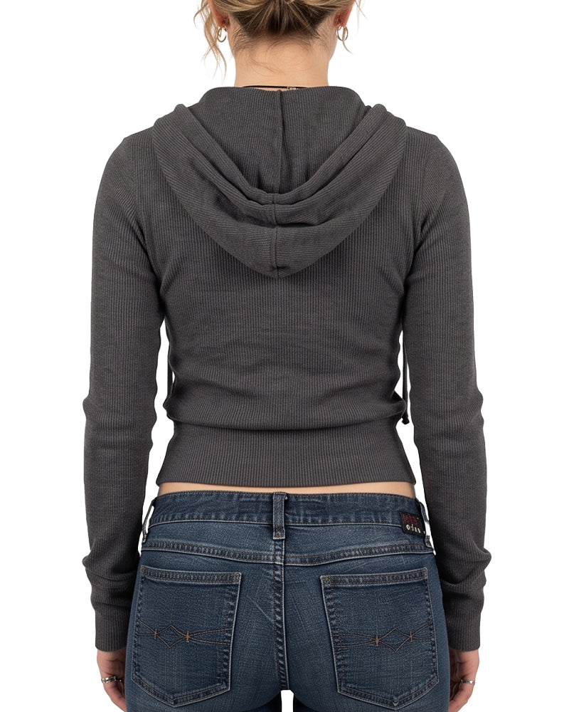 Willluxe® Ribbed Zip-Up Hoodie