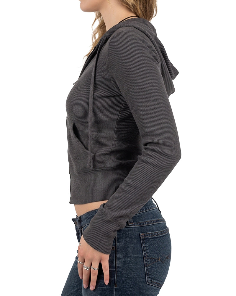 Willluxe® Ribbed Zip-Up Hoodie