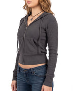 Willluxe® Ribbed Zip-Up Hoodie