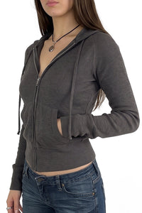 Willluxe® Ribbed Zip-Up Hoodie