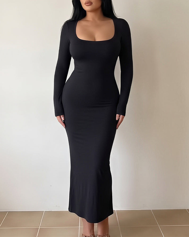 Willluxe® Square Neck Bodycon Maxi Dress
