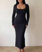 Willluxe® Square Neck Bodycon Maxi Dress