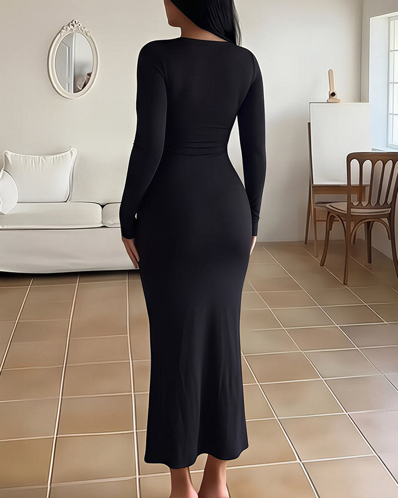 Willluxe® Square Neck Bodycon Maxi Dress