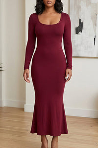 Willluxe® Square Neck Bodycon Maxi Dress