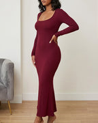 Willluxe® Square Neck Bodycon Maxi Dress