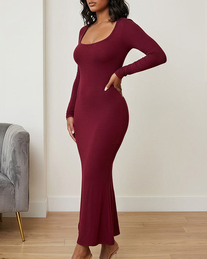 Willluxe® Square Neck Bodycon Maxi Dress