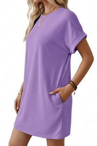 Willluxe® Casual Loose Crew Neck T-Shirt Dress With Pockets